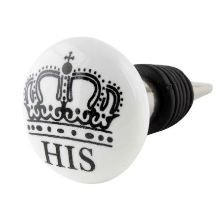 His Ceramic Flat Wine Bottle Stopper